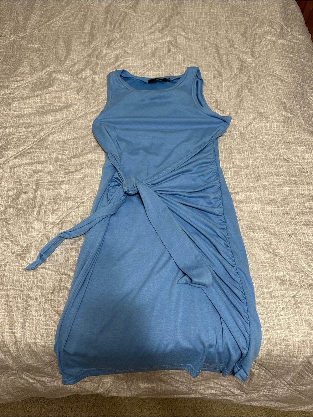 Sleeveless Blue Tie-Waist Women's Dress